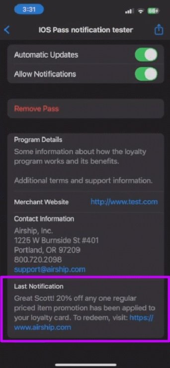 Wallet Push Notifications Wallet Push Notifications