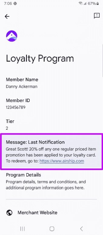 Wallet Push Notifications Wallet Push Notifications
