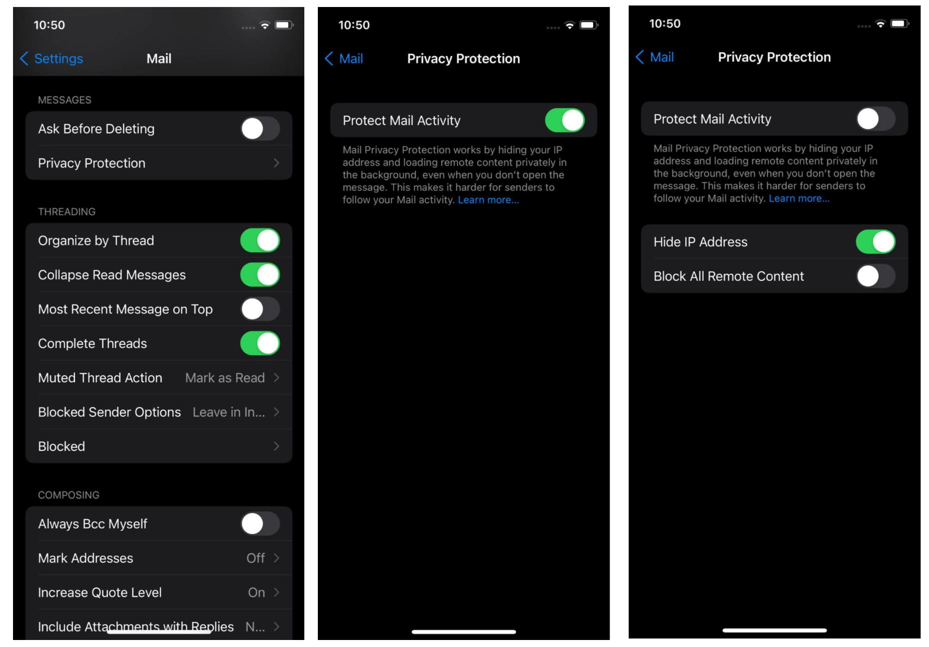 apple email privacy settings