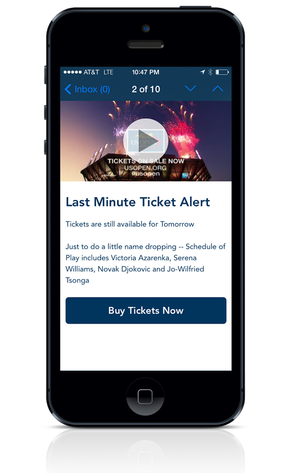 Example of a full-screen notification