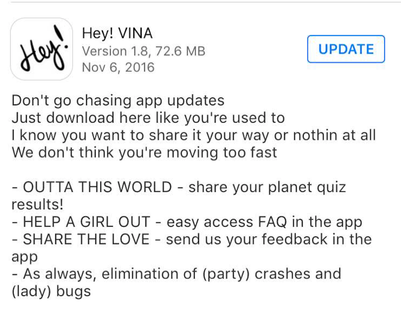 hey-vina-app-store-update-screenshot-fun-brand-voice