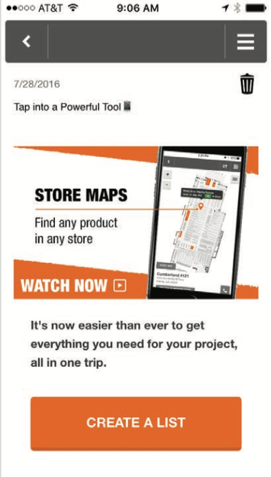 home-depot-app-message-center-example-screenshot