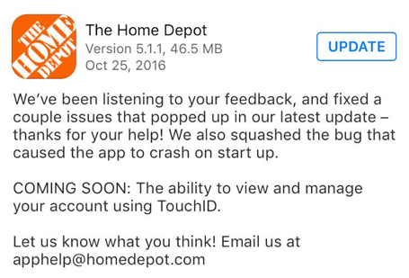 home-depot-app-store-update-we've-been-listening-to-your-feedback-screenshot