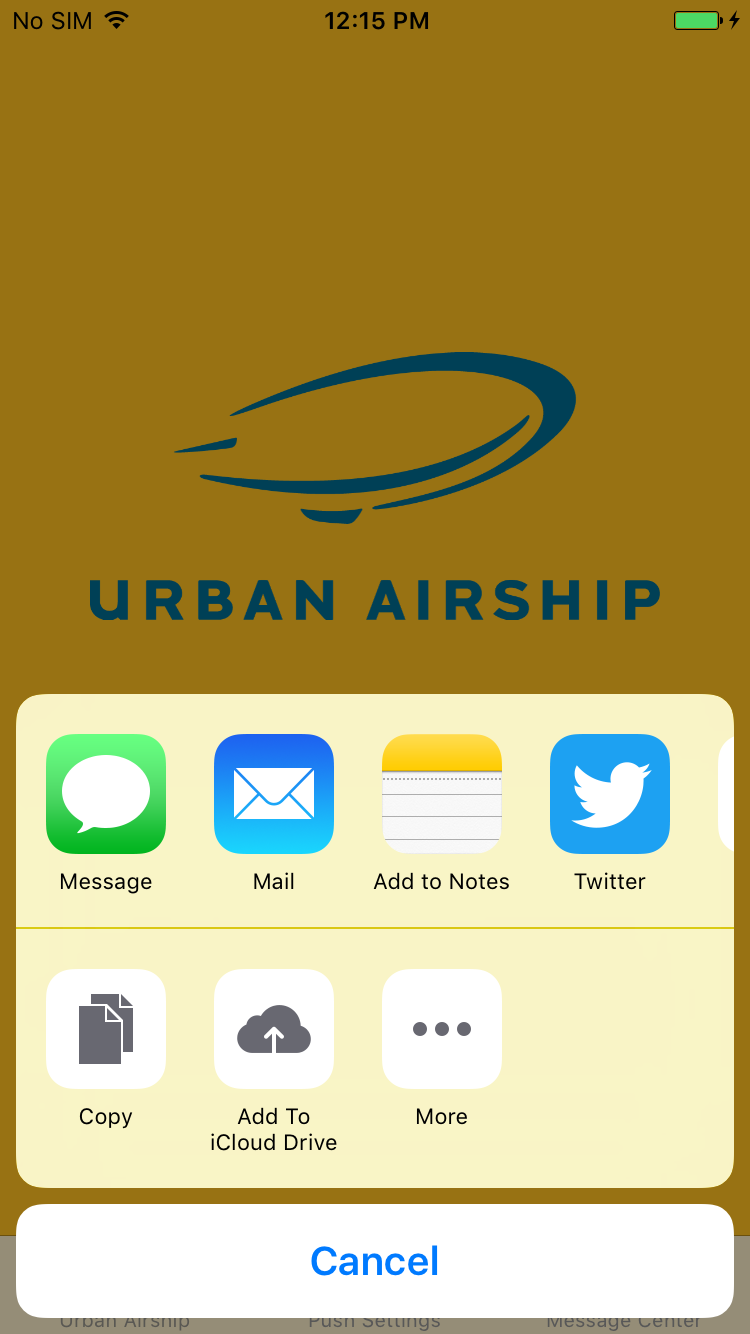 standard UI social sharing screenshot mobile app