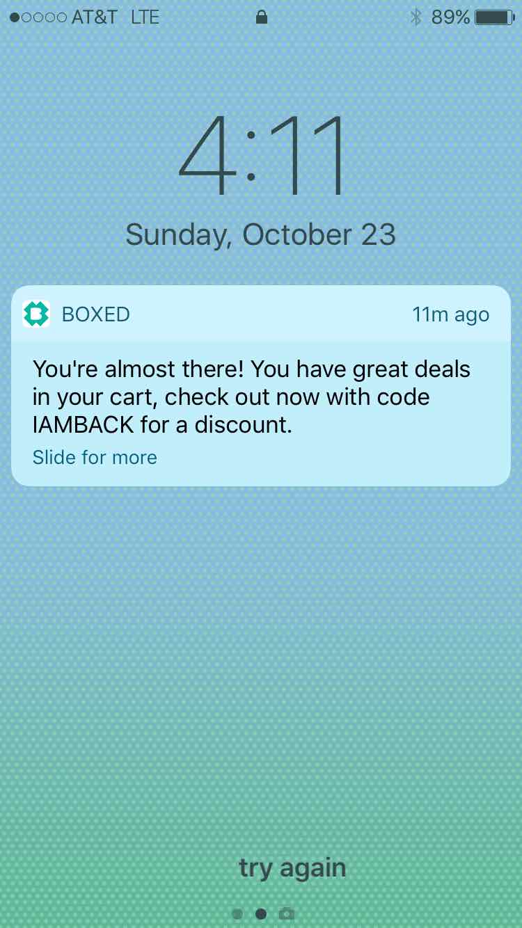 shopping-cart-abandonment-push-notificadtion-from-boxed-screenshot