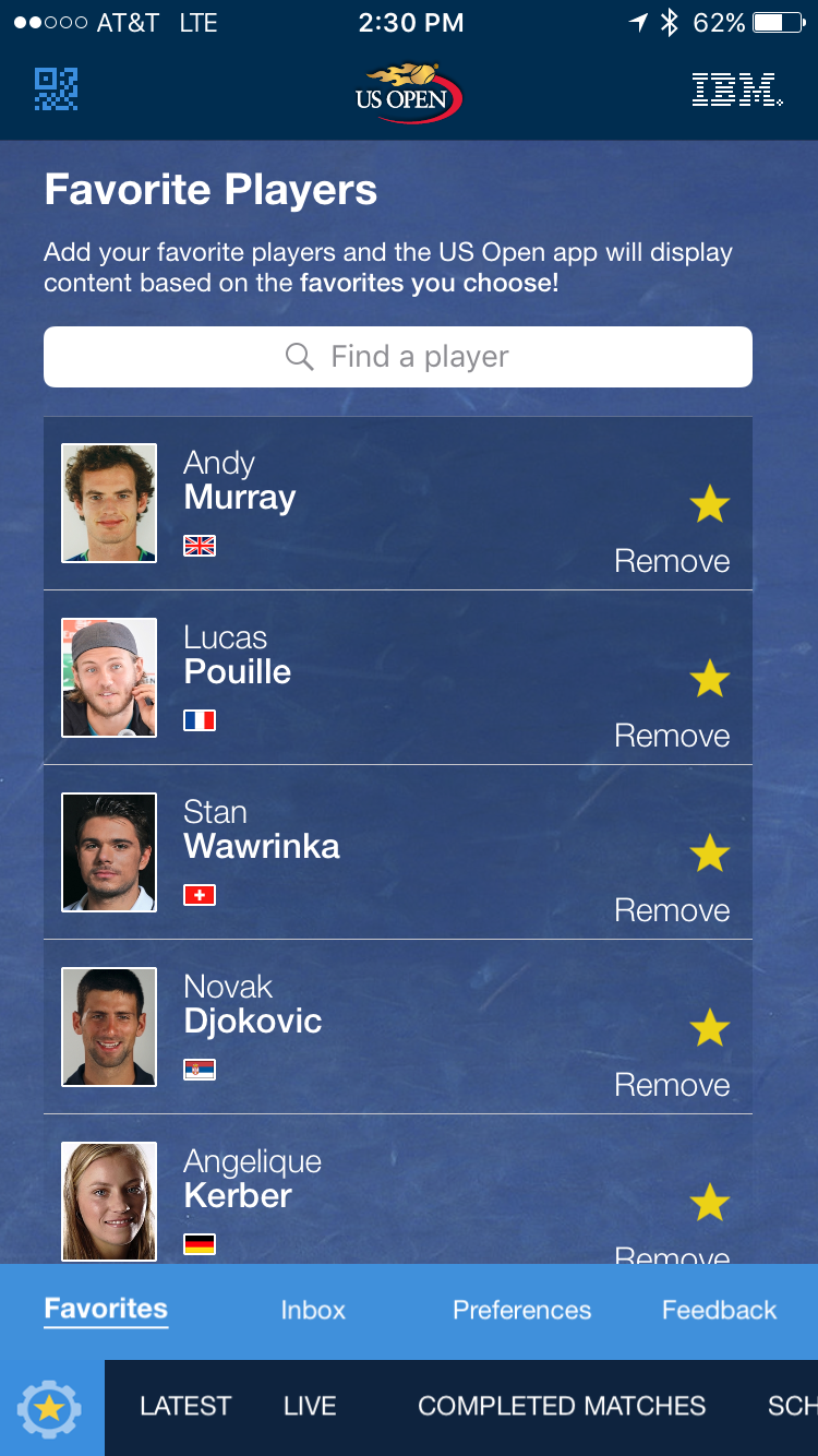 us open app choose your favorite players screenshot