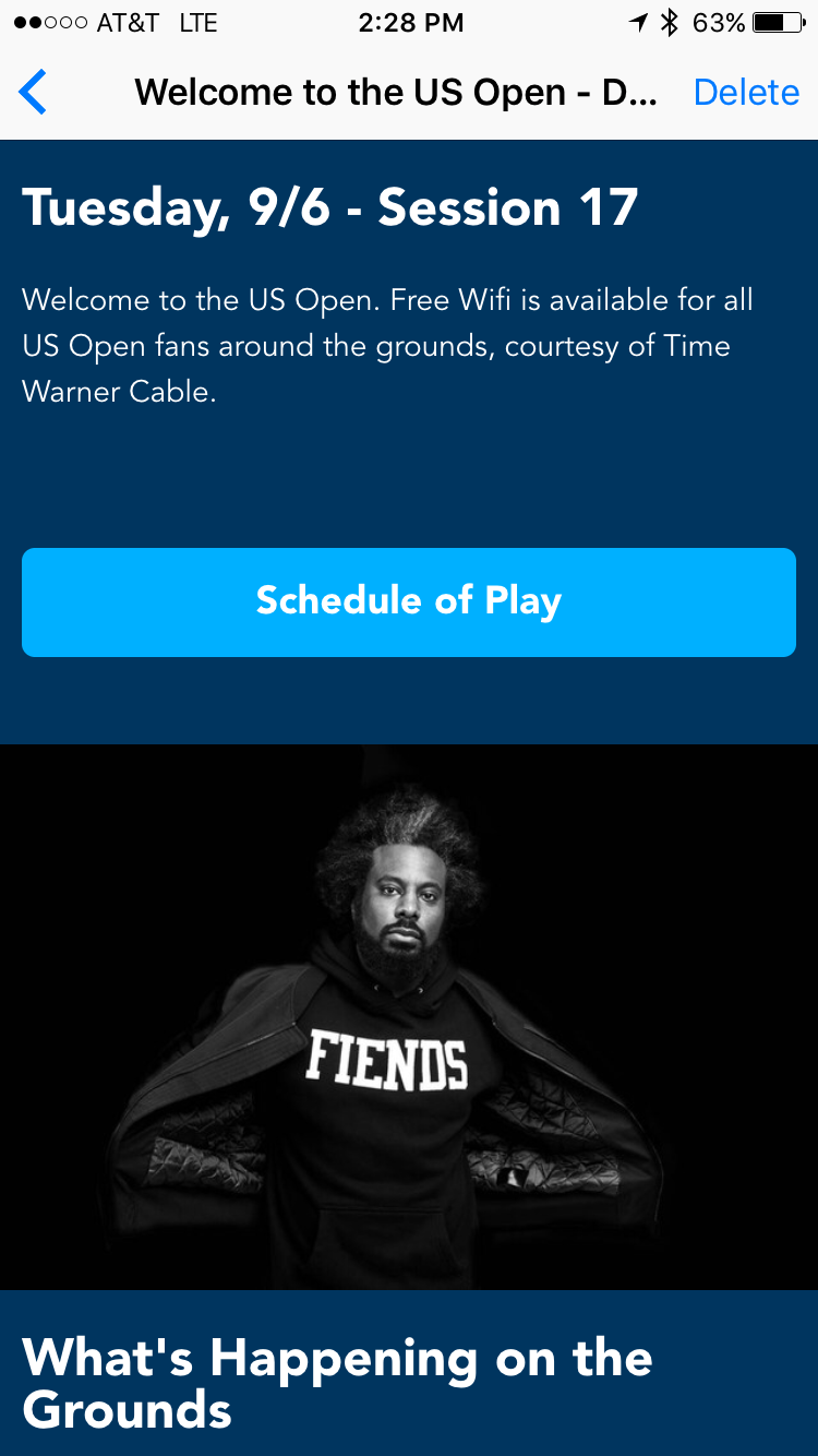 us open app welcome message screenshot