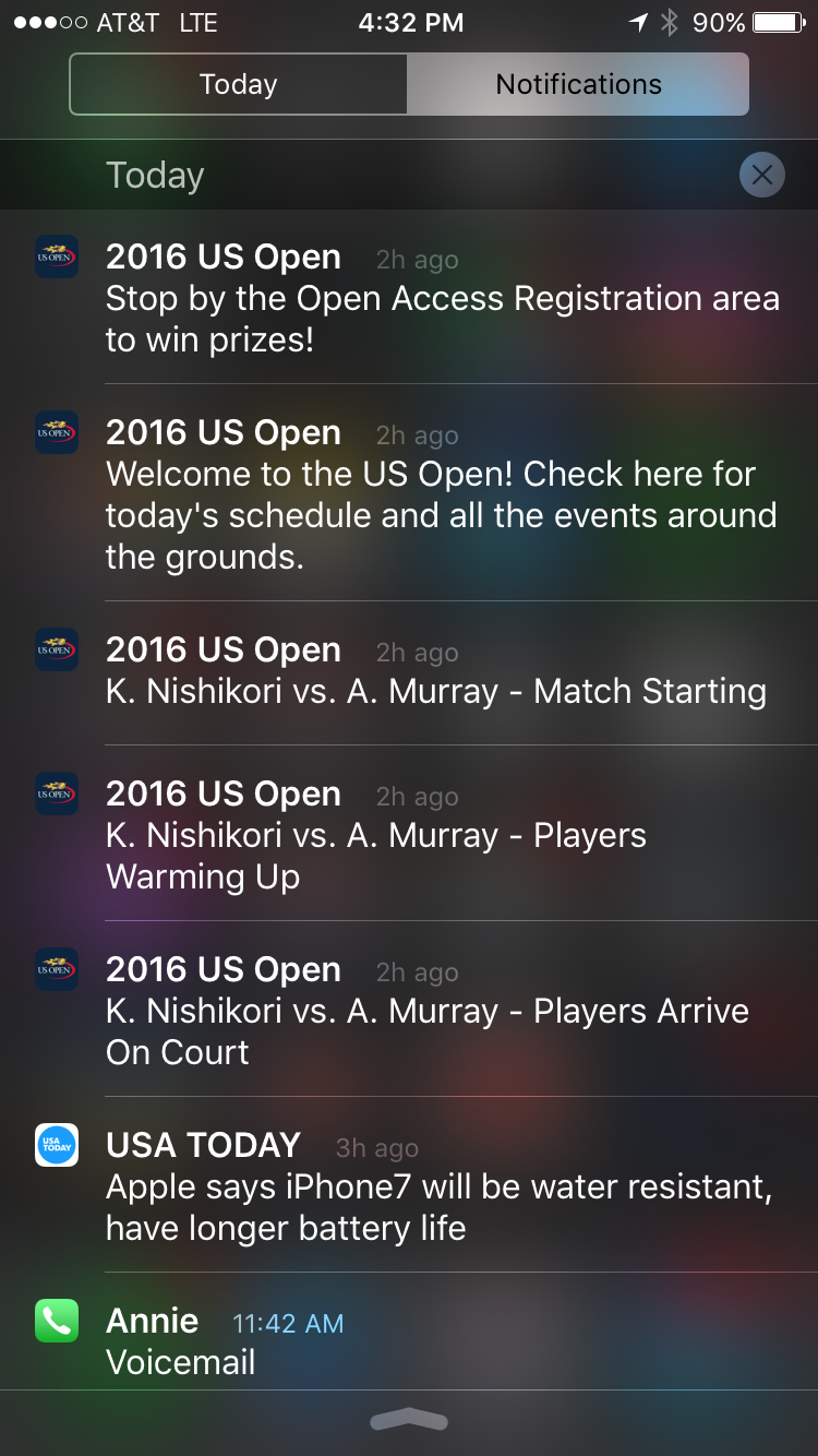 us open app notifications screenshot